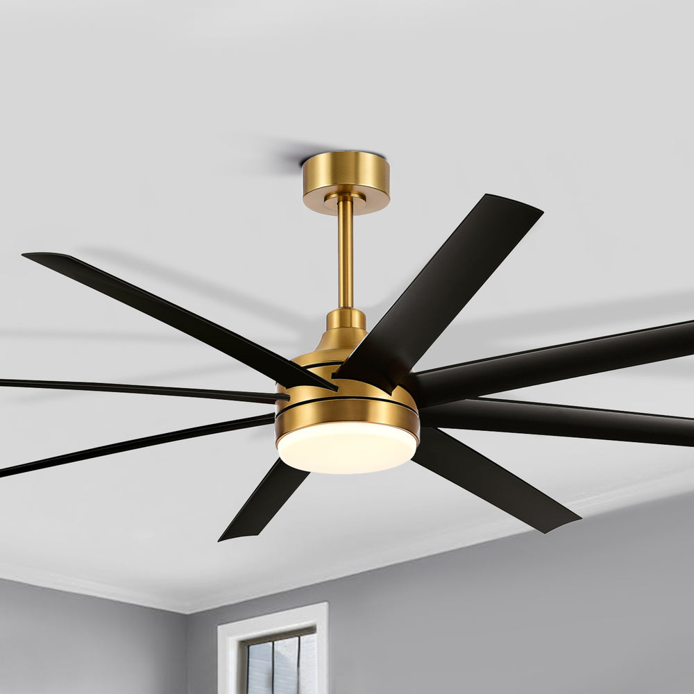 AeroSpan Lux 65-inch gold and black 8-blade ceiling fan with light