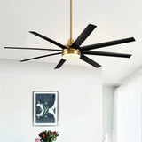 AeroSpan Lux 65-inch gold and black 8-blade ceiling fan in a modern interior space
