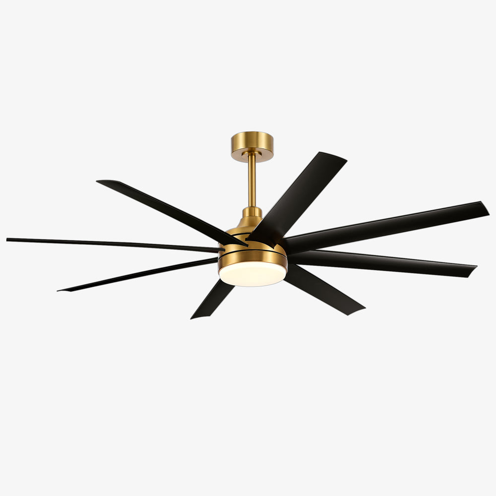 AeroSpan Lux 65-inch gold and black 8-blade ceiling fan with light