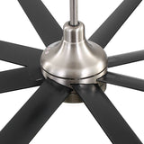 AeroSpan Lux 65-inch silver and black 8-blade ceiling fan with silver housing and black blades
