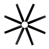 AeroSpan Lux 65-inch black 8-blade ceiling fan showing blade layout and overall design