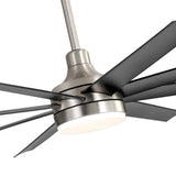 AeroSpan Lux 65-inch silver and black 8-blade ceiling fan with light