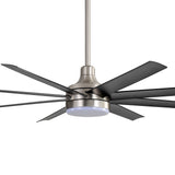 AeroSpan Lux 65-inch silver and black 8-blade ceiling fan with light