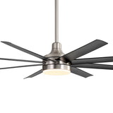 AeroSpan Lux 65-inch silver and black 8-blade ceiling fan with light