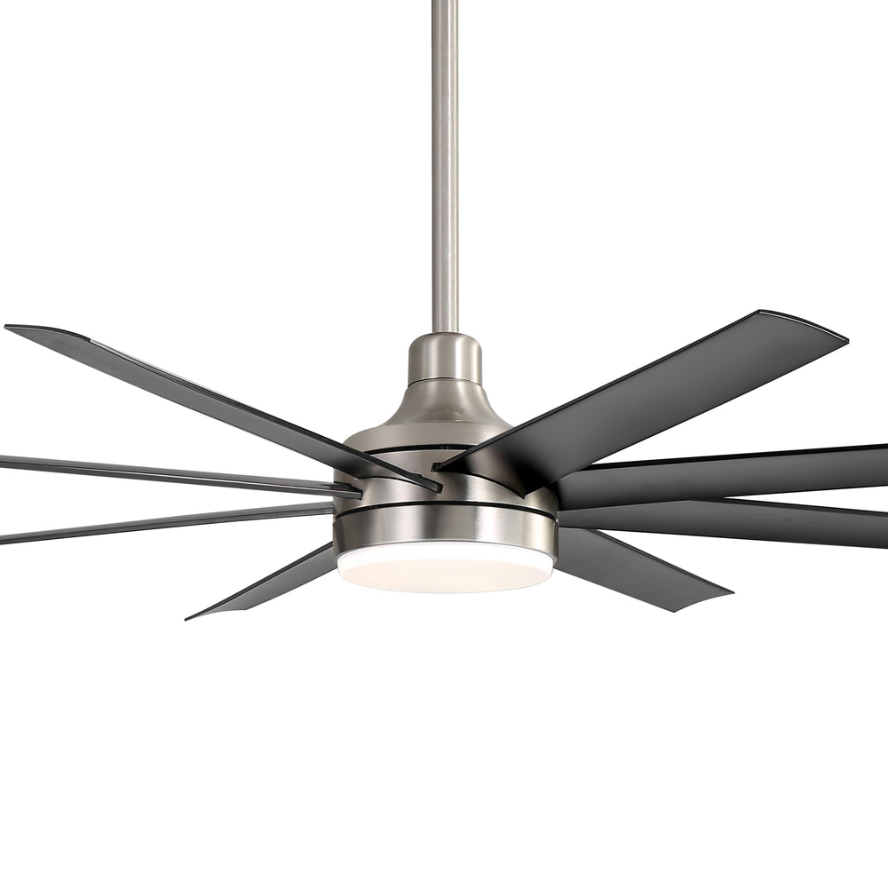 AeroSpan Lux 65-inch silver and black 8-blade ceiling fan with light