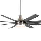 AeroSpan Lux 65-inch silver and black 8-blade ceiling fan with light