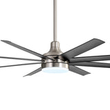 AeroSpan Lux 65-inch silver and black 8-blade ceiling fan with light