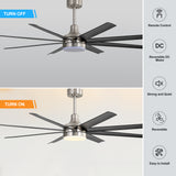 AeroSpan Lux 65-inch silver and black 8-blade ceiling fan with remote control, reversible motor and quiet operation