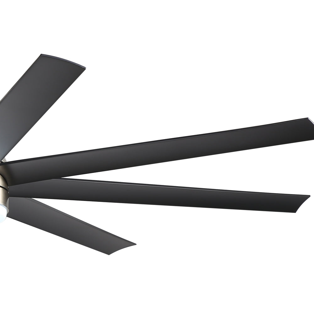 AeroSpan Lux 65-inch silver and black 8-blade ceiling fan with black blade design