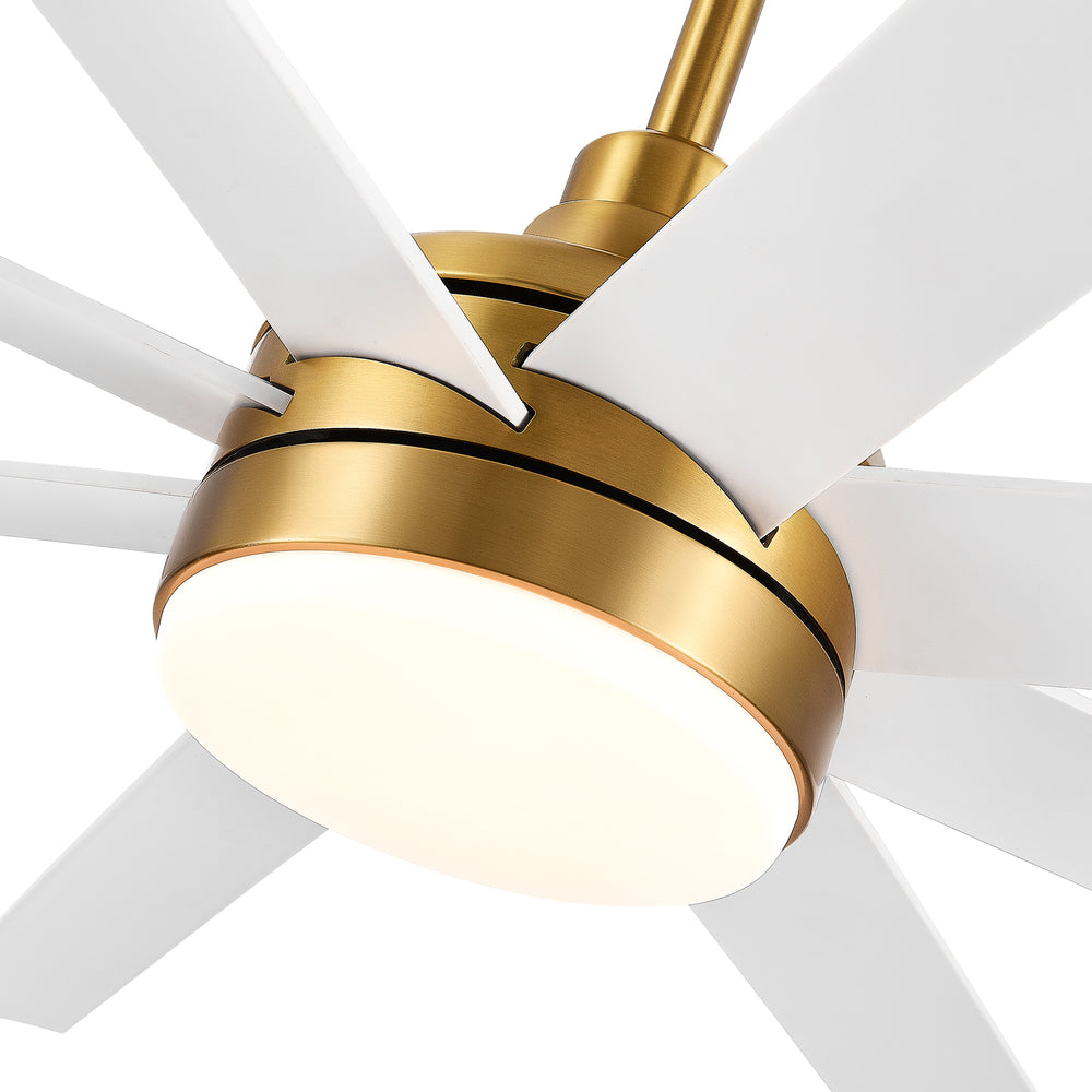 AeroSpan Lux 65-inch gold and white 8-blade ceiling fan with light
