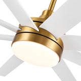 AeroSpan Lux 65-inch gold and white 8-blade ceiling fan with light