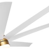 AeroSpan Lux 65-inch gold and white 8-blade ceiling fan with white blades and gold housing design