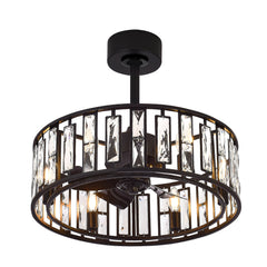 20-inch 5-Blade Caged Ceiling Fan with Remote Control and Light Kit Included