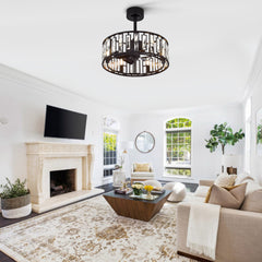 20-inch 5-Blade Caged Ceiling Fan with Remote Control and Light Kit Included