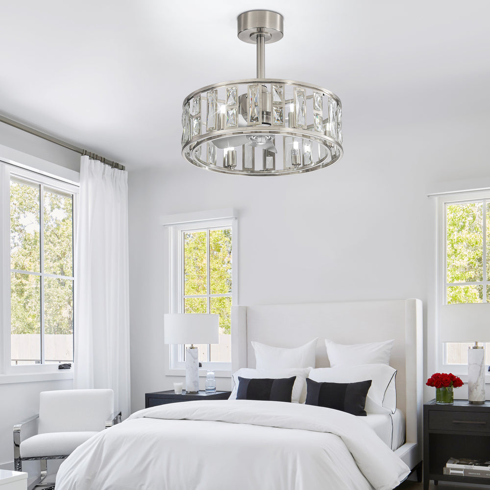 Solvane 20" Crystal Caged Ceiling Fan With Light & Remote