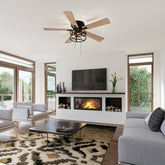 52-inch 5-Blade Flush Mount Ceiling Fan with Light Kit and Pull Chain