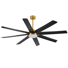 Gold & Black Ceiling Fans with LED Lights, 70 Inch 8-Blade Ceiling Fan Remote Control, Industrial Ceiling Fan with Reversible DC Motor, Downrod Mount LED Ceiling Light for Bedroom