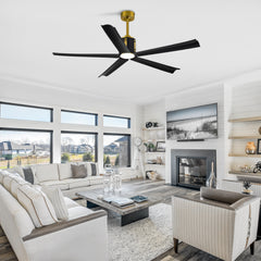 60-Inch Farmhouse Ceiling Fans with Lights Remote Contro, 5-Blade, Reversible DC Motor, 6-Speed, 3 Color Light, Timer, Modern Ceiling Fan with Led Light for Bedroom Living Room