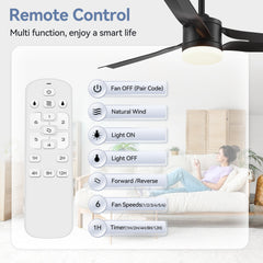 52-in Black/White LED Ceiling Fan with Light Kit and Remote(3-Blade)