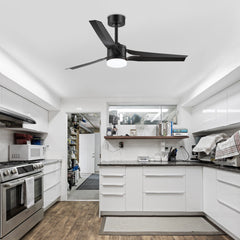 52-in Black/White LED Ceiling Fan with Light Kit and Remote(3-Blade)