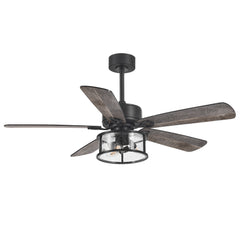 52 Inch 5-Blade  Indoor Ceiling Fan with Light and Remote,5in and 10in Downrod Included