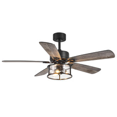 52 Inch 5-Blade  Indoor Ceiling Fan with Light and Remote,5in and 10in Downrod Included