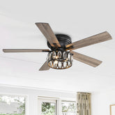 52-inch 5-Blade Flush Crystal Ceiling Fan with Light Kit and Remote Control Included