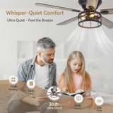 Brivane 52-Inch Flush Mount Ceiling Fan With Light & Remote