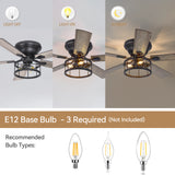 Brivane 52-Inch Flush Mount Ceiling Fan With Light & Remote