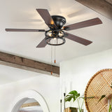Brivane 52" Hugger Ceiling Fan With Light & Pull Chain
