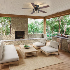 52-inch Indoor Black Ceiling Fan with Light Kit and Pull Chain Included