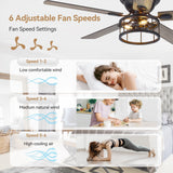 Brivane 52-Inch Flush Mount Ceiling Fan With Light & Remote