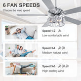 Iverelle 52-Inch 5-Blade Crystal Ceiling Fan With Light