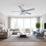 Iverelle 52-Inch 5-Blade Crystal Ceiling Fan With Light
