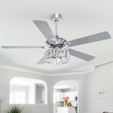 Iverelle 52-Inch 5-Blade Crystal Ceiling Fan With Light