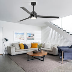 60-in Integrated LED Indoor Ceiling Fans with Light and Remote Control, 6" and 12" Downrod Included