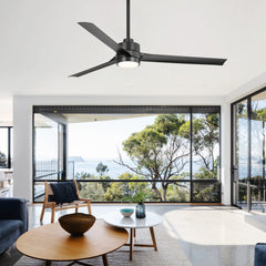 60-in Integrated LED Indoor Ceiling Fans with Light and Remote Control, 6" and 12" Downrod Included