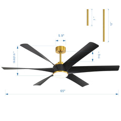 65-in Indoor Large LED Ceiling Fan with Light Remote (6-Blade)