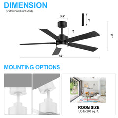 52-in Integrated LED Indoor Ceiling Fans with Light and Remote Control Included