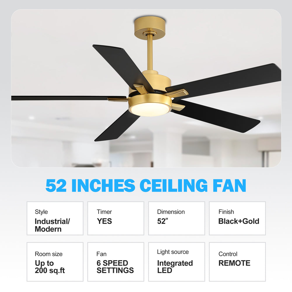 Charlie 42/52 Inch Ceiling Fan with Light & Remote