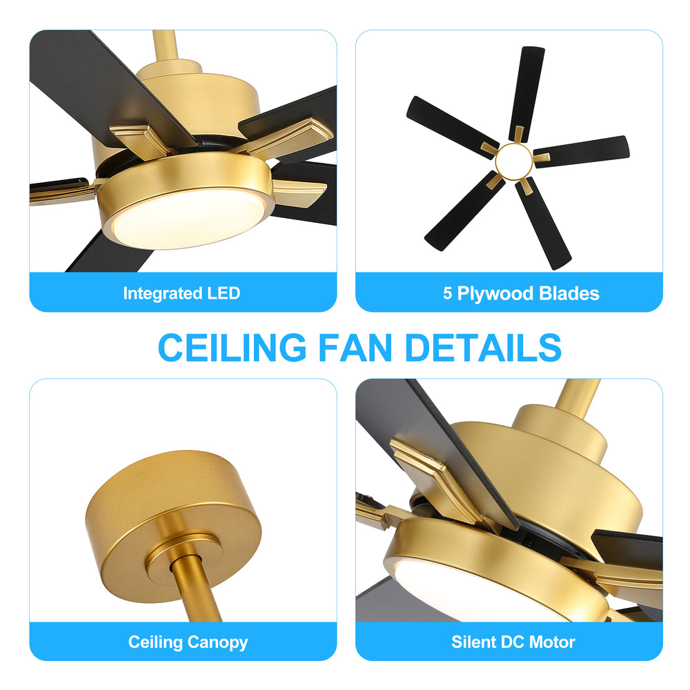 52-in Integrated LED Indoor Ceiling Fans with Light and Remote Control Included