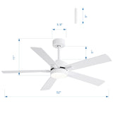 Charlie 42/52 Inch Ceiling Fan with Light & Remote