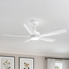 52-inch 5-Blade LED Ceiling Fan with Light and Remote,5" and 10" Downrods Included
