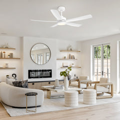 52-inch 5-Blade LED Ceiling Fan with Light and Remote,5" and 10" Downrods Included