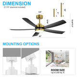 Oakora 52-Inch 5-Blade LED Ceiling Fan With Light