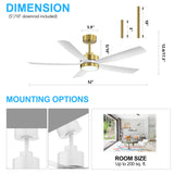 Oakora 52-Inch 5-Blade LED Ceiling Fan With Light
