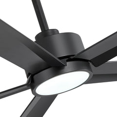 52 inch Ceiling Fans with Lights, 5-Blade Ceiling Fan with Remote Control, Quiet Reversible DC Motor, Timer, 6-Speed, Easy Install, Industrial Ceiling Fan for Porch Living Room