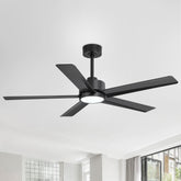 52 inch Ceiling Fans with Lights, 5-Blade Ceiling Fan with Remote Control, Quiet Reversible DC Motor, Timer, 6-Speed, Easy Install, Industrial Ceiling Fan for Porch Living Room