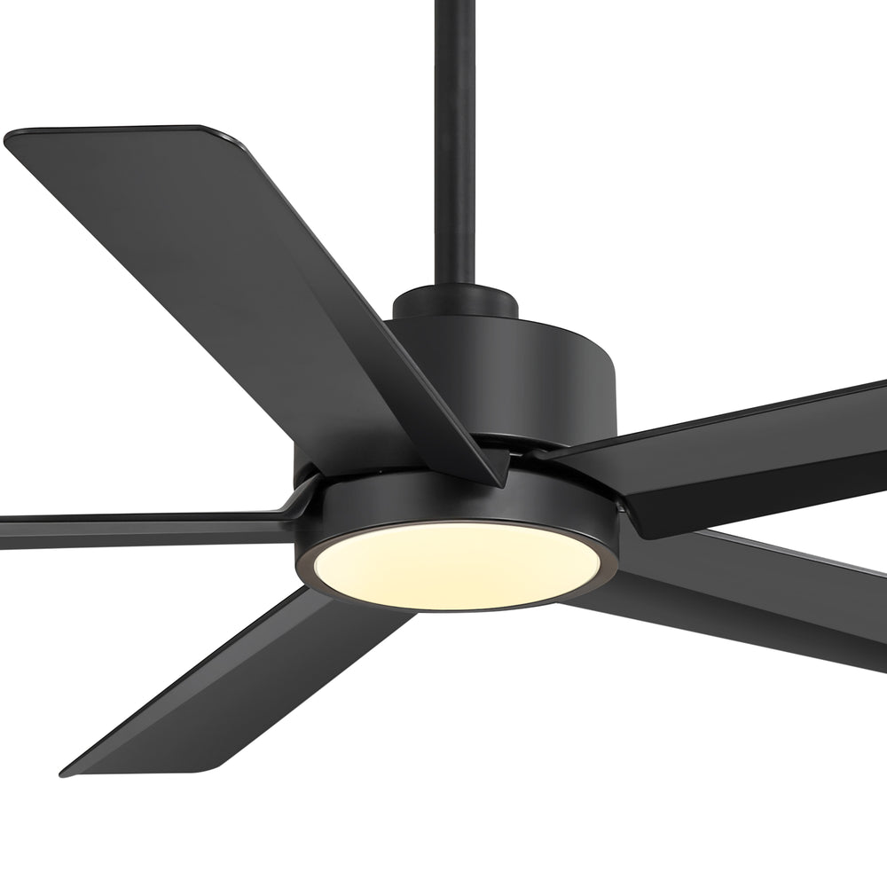 52 inch Ceiling Fans with Lights, 5-Blade Ceiling Fan with Remote Control, Quiet Reversible DC Motor, Timer, 6-Speed, Easy Install, Industrial Ceiling Fan for Porch Living Room