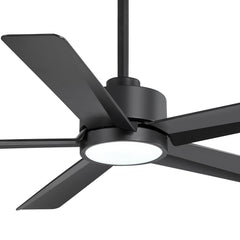 52 inch Ceiling Fans with Lights, 5-Blade Ceiling Fan with Remote Control, Quiet Reversible DC Motor, Timer, 6-Speed, Easy Install, Industrial Ceiling Fan for Porch Living Room